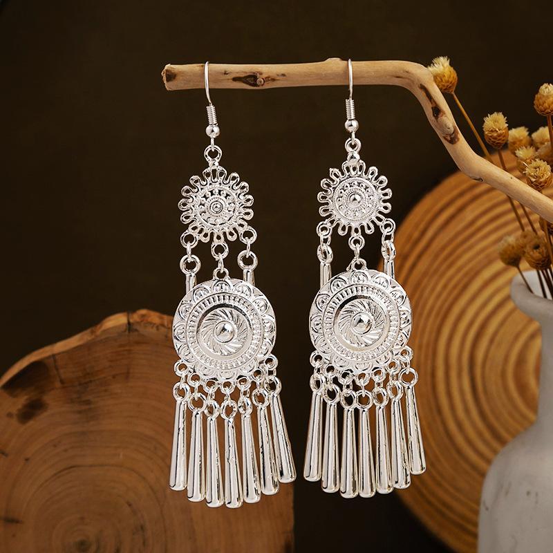 Colorful Long Feather Tassel Scenic Spot Earrings