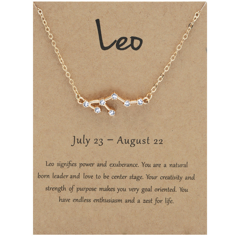 Twee Constellation Brown Card Rhinestone Clavicle Necklaces