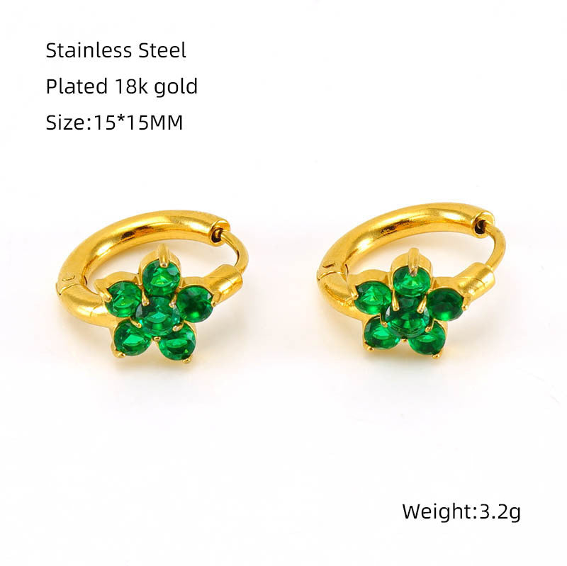 Gold-plated Zircon Snowflake Female Niche Stainless Steel Simple Graceful Flower Rings