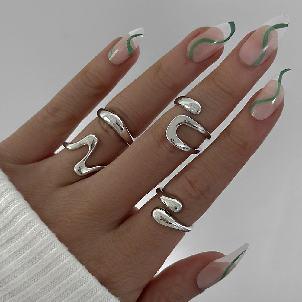 Advanced Sensitive Surface Water Drop Female Baroque Imitation Pearl Twin Ring