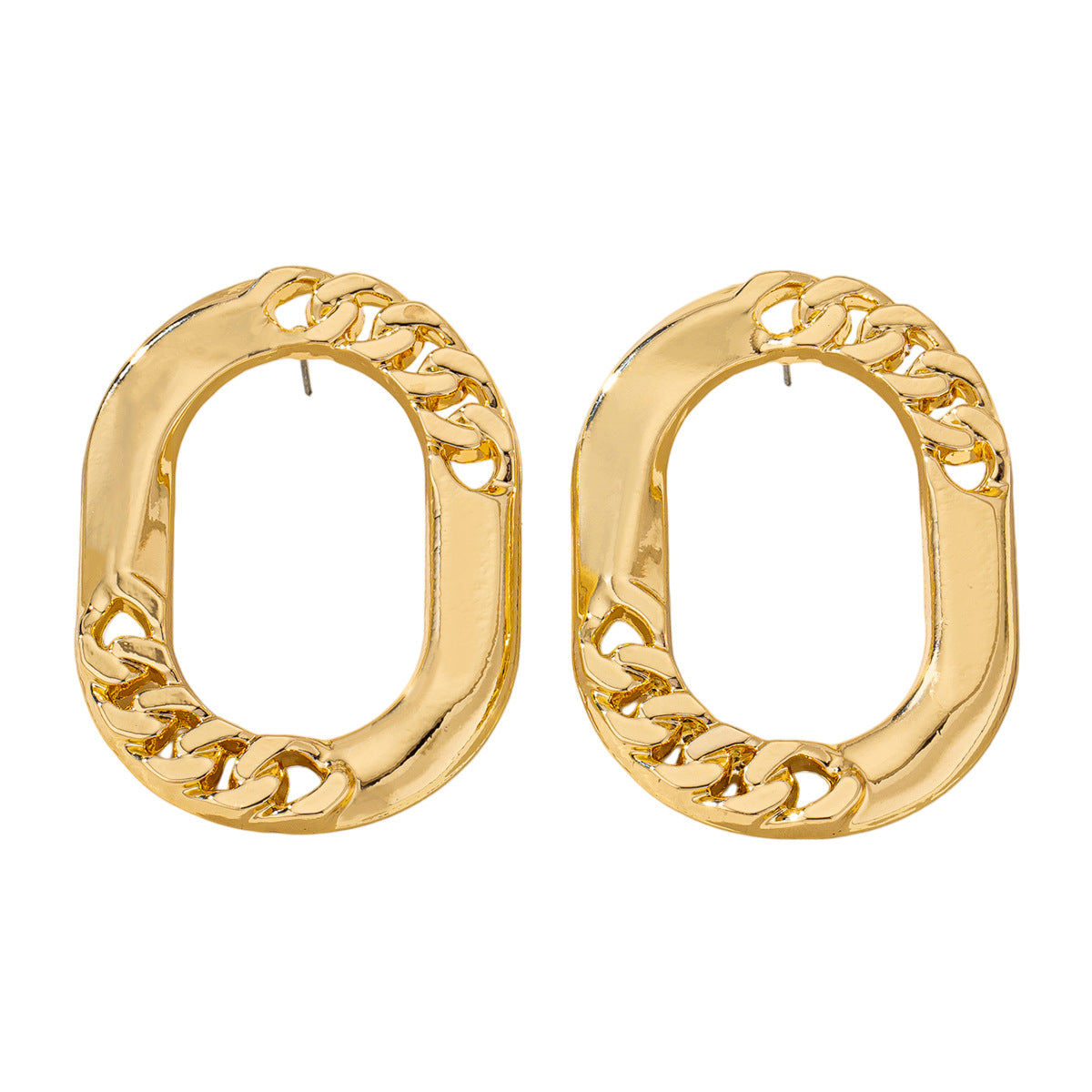 Women's Personalized Metal Oval Retro Fashion Design Earrings