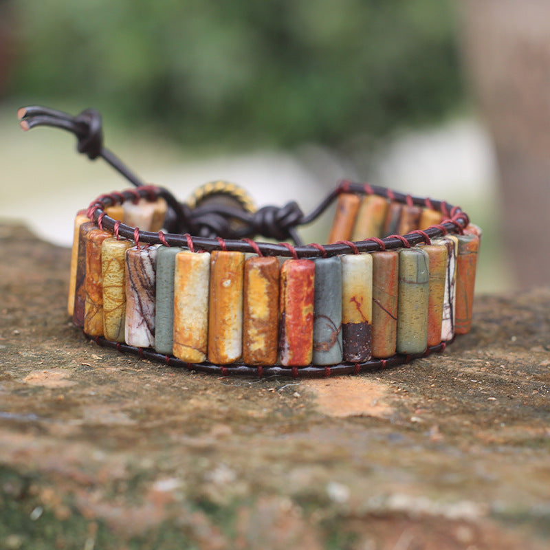 Bohemian Style Natural Stone Lan Di Royal Vintage Hand-woven Bracelet