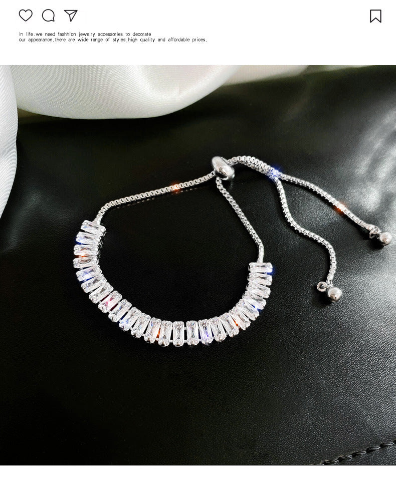 Super Flash Light Luxury Full Rhinestone Zircon Design Pull Bracelets