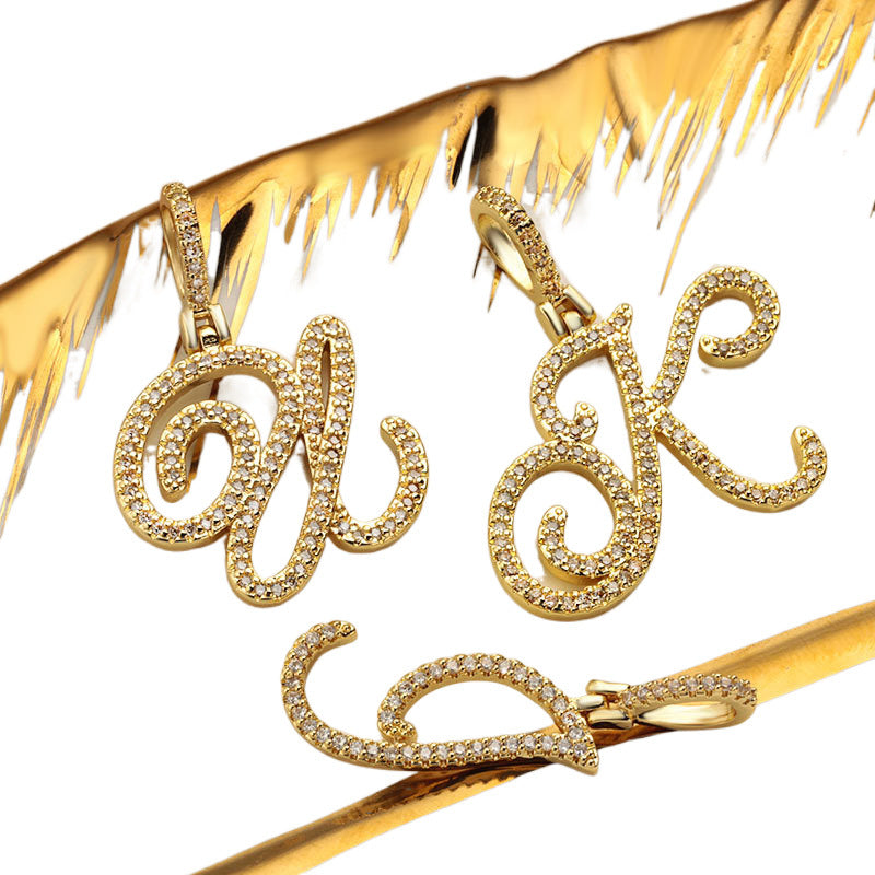 Hop Flower Body Grass English Letter Niche Style Inlaid Zircon Pendants