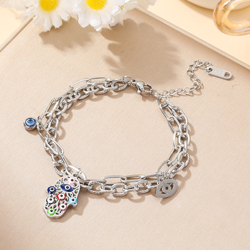 Women's Fashion Devil's Eye Titanium Steel Light Bracelet