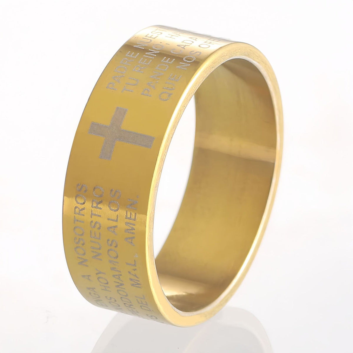 Men's Stainless Steel Personalized Carved Cross Letter Ring