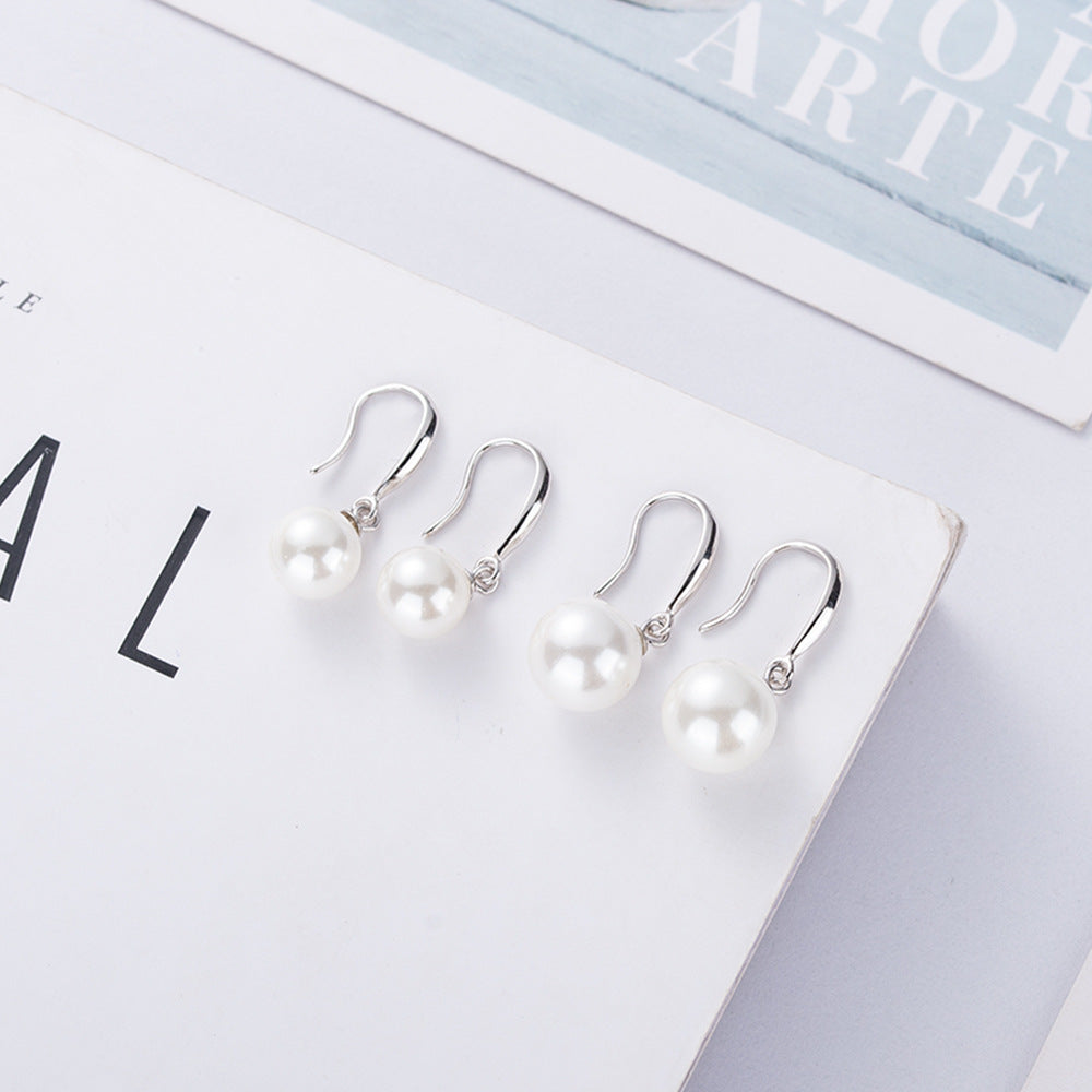 Women's Shell Pearls Ear Hook Personality Wild Graceful Mother's Day Stud Earrings