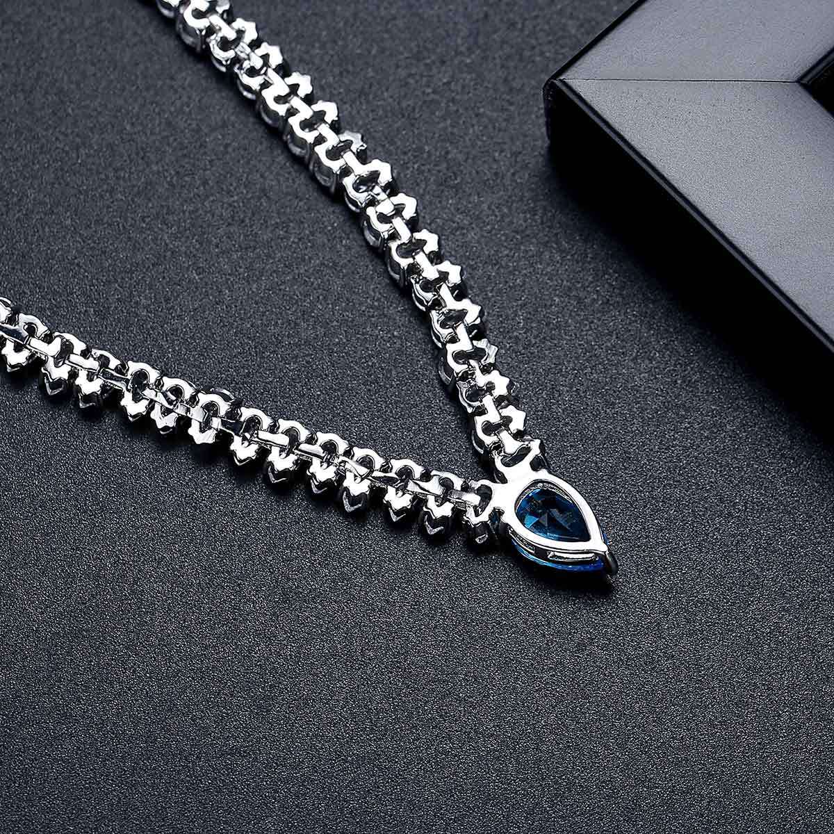 Women's Fashion Design Zircon Short Full Diamond Water Drop Chain Banquet Necklaces