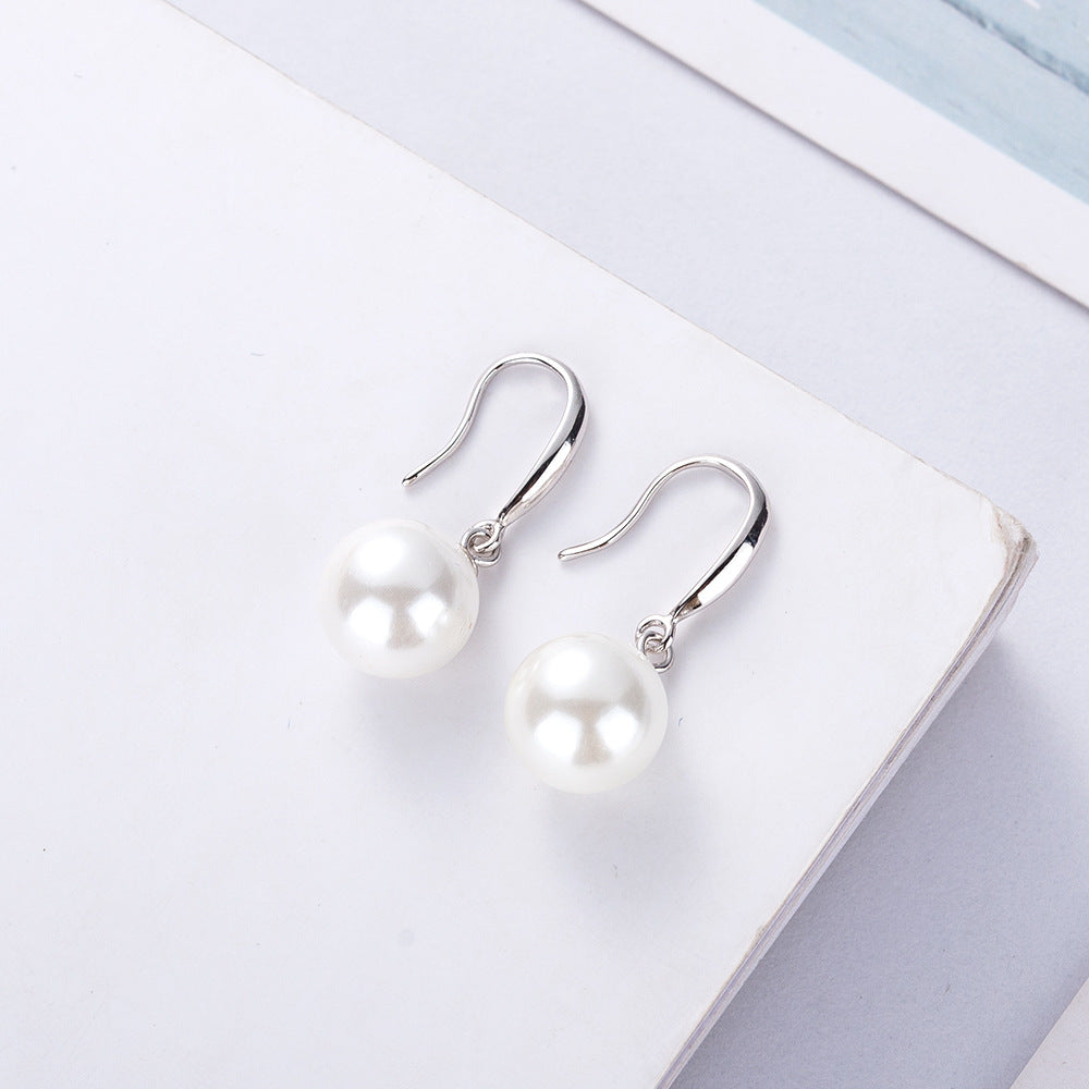 Women's Shell Pearls Ear Hook Personality Wild Graceful Mother's Day Stud Earrings