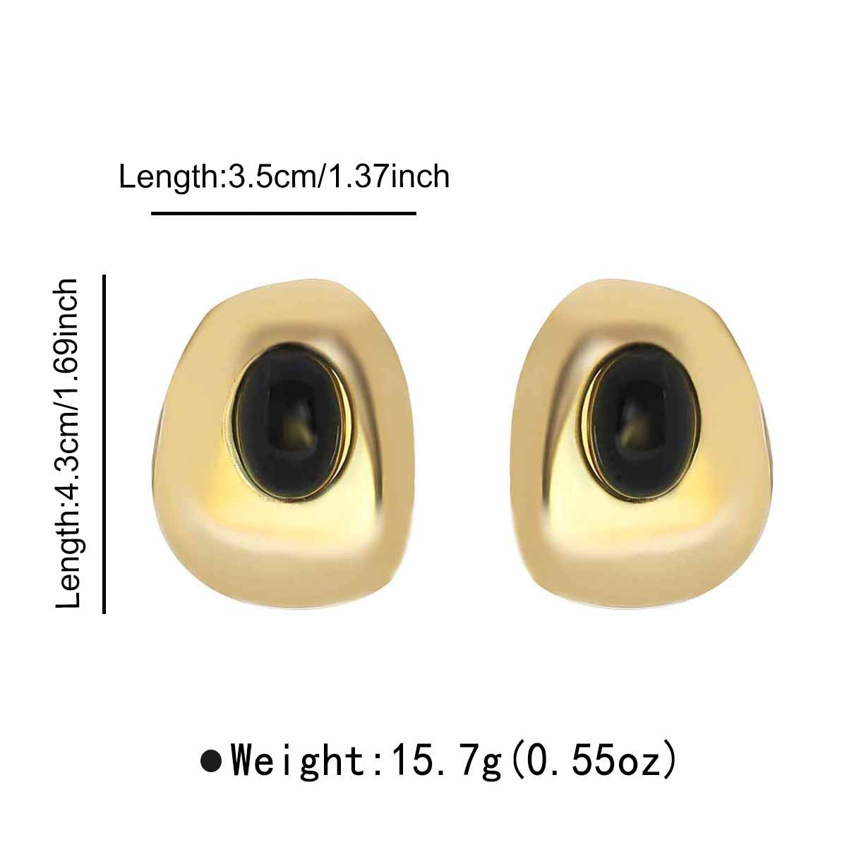 Retro Minority High-grade Inlaid Turquoise Ear Light Luxury Geometric Irregular Earrings