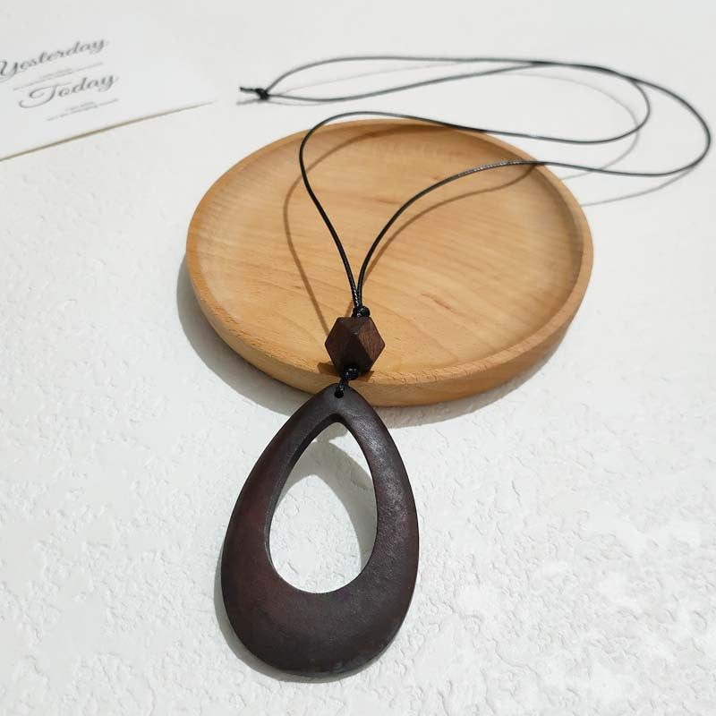 Women's Long Niche National Ethnic Woven Brown Necklace
