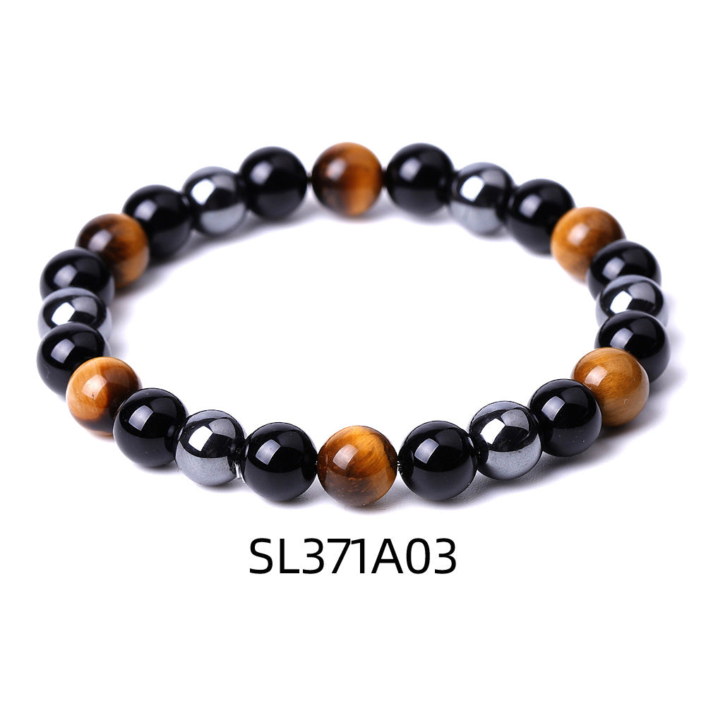 Men's Natural Tigereye Woven Black Magnet Yoga Bracelets