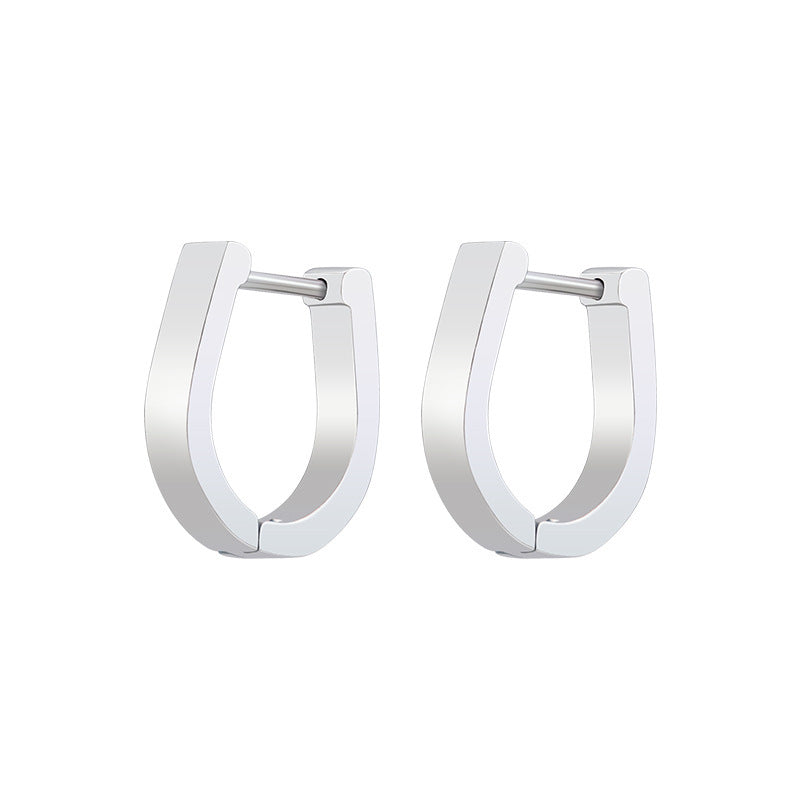 Steel Geometric Personality Hexagon Ear Clip Simple Square Earrings