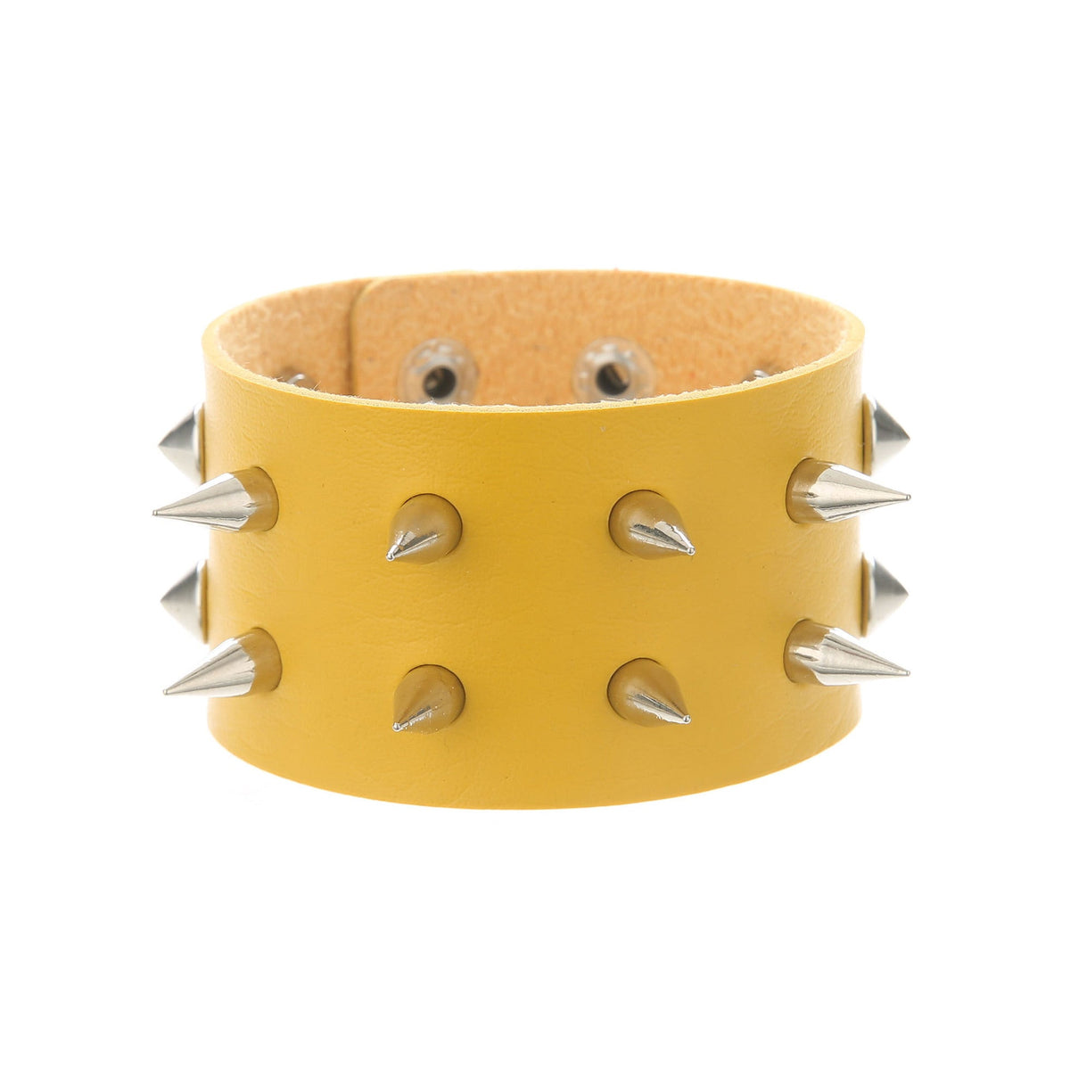 Punk Double Row Alloy Spike Couple Leather Rock Stainless Bracelet
