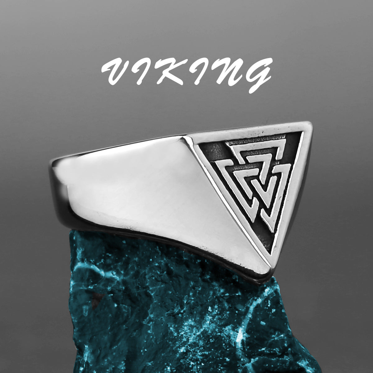 Men's Viking Triangle Rune Titanium Steel Simple Punk Popular Ring