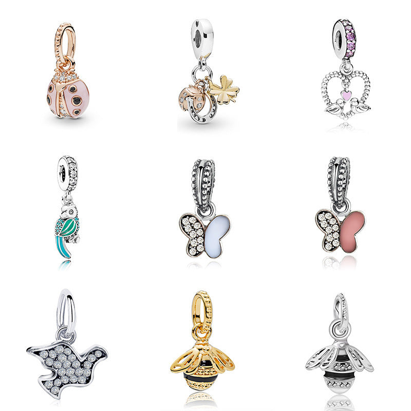 Animal Collection Cute Ladybug Butterfly Bird Bee Alloy Beads Pendants