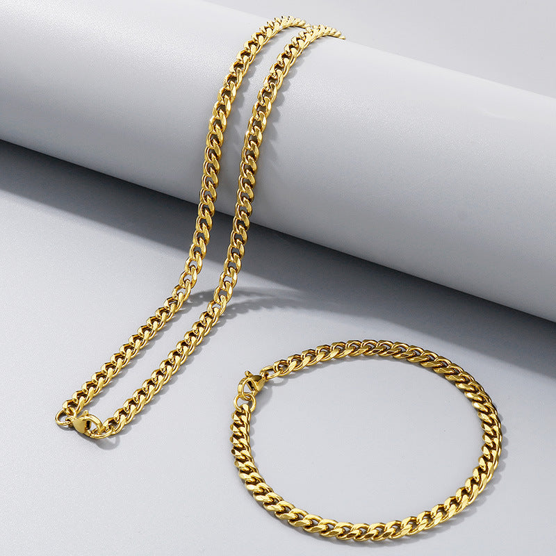 Men's Hip Hop Thick Chain Trendy Stainless Six-sided Necklaces