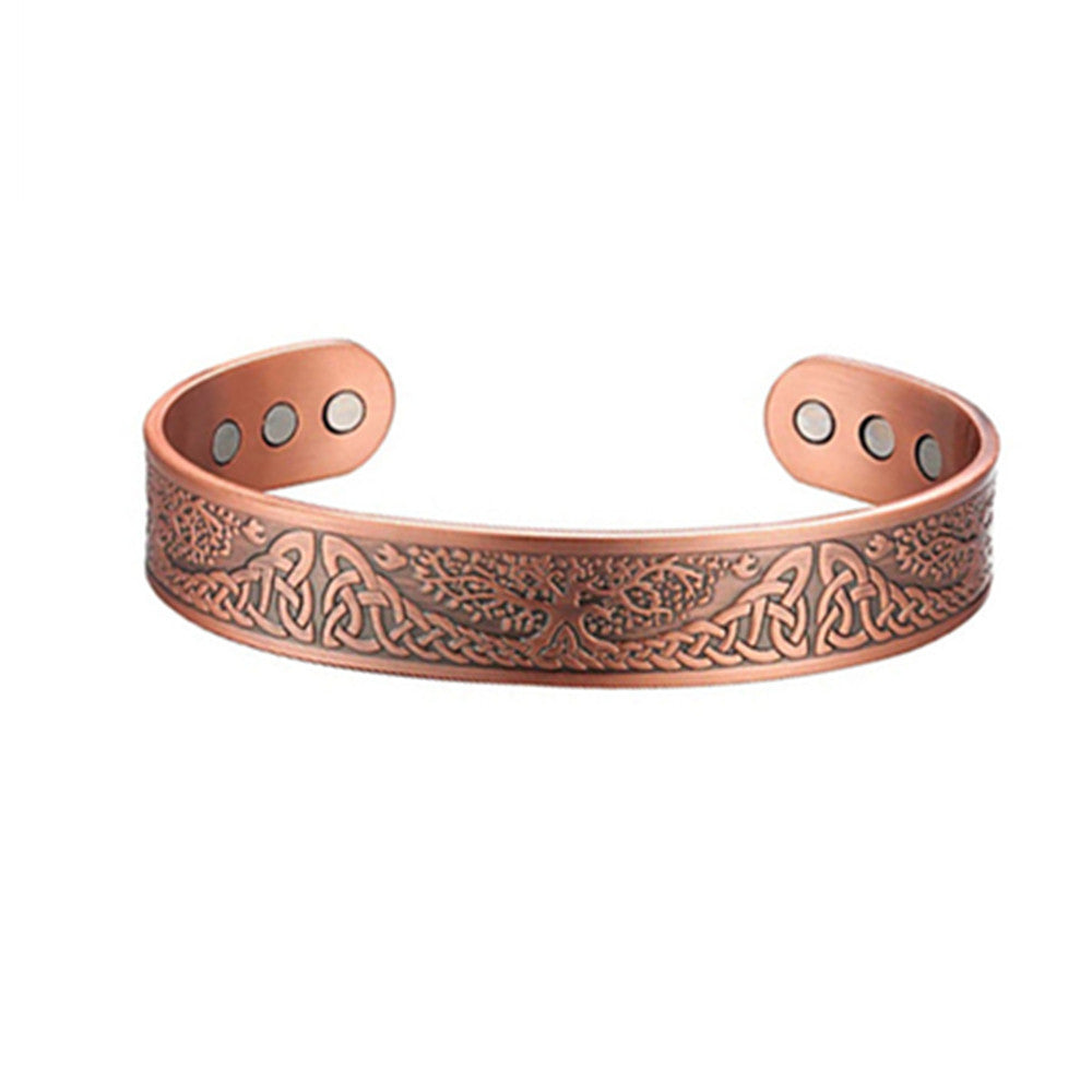 Combination Magnetic Plated Red Copper Vintage Flower Bracelet