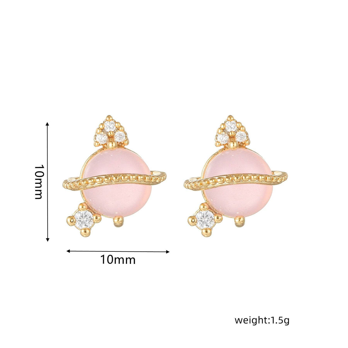 16 Pairs Pink Heart Stud Hoop Huggies Drop Earrings Set, 18K Gold Plated Stacking CZ & Pearl Designs, Planet Snowflake Moon Star | Cubic Zirconia