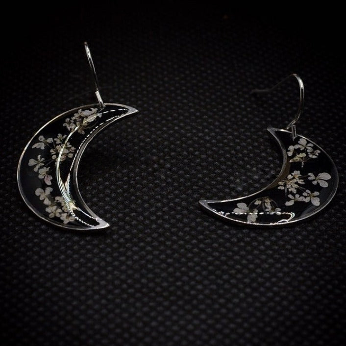 Women's Retro Style Moon Fashion Epoxy Small Floral Earrings