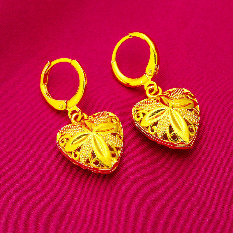 Women's Fashion Small Peach Heart Vietnam Placer Gold Rings