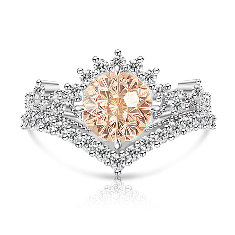 Carbon Diamond Fireworks Cut Garland Female Inlaid Ring