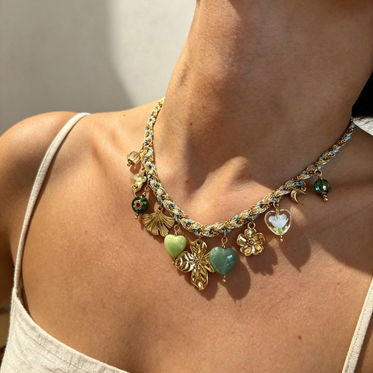 Women's French Style Design Synthetic Resin Love Stainless Necklace