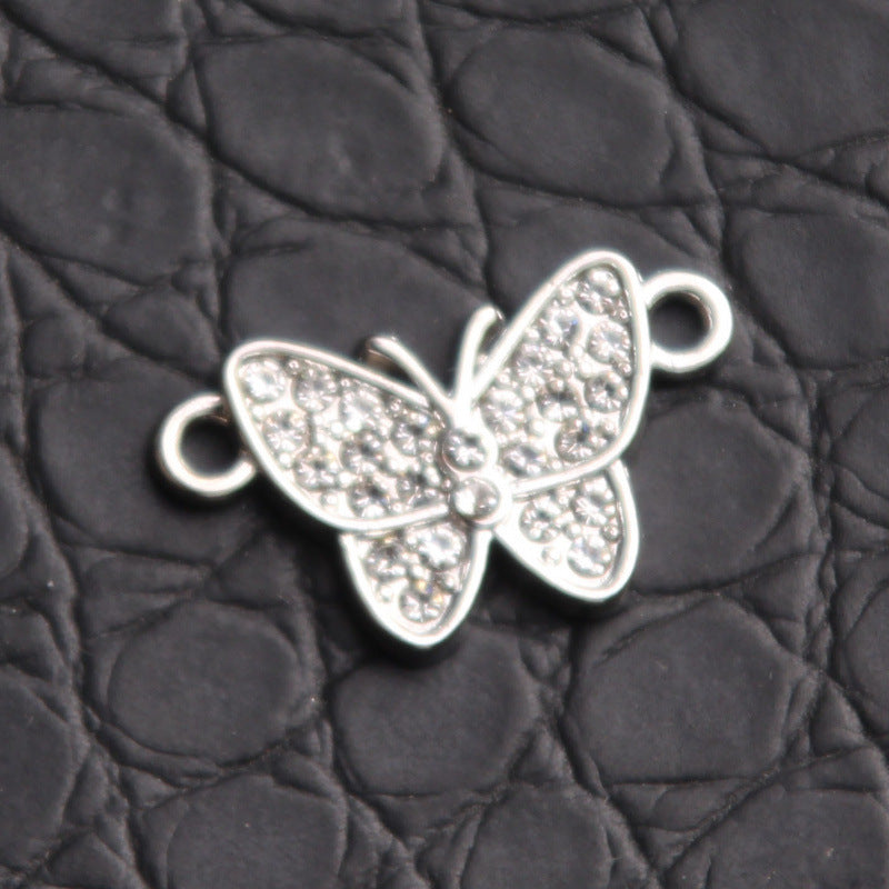 Alloy Double Rhinestone Butterfly Short Clavicle Chain Design Necklaces