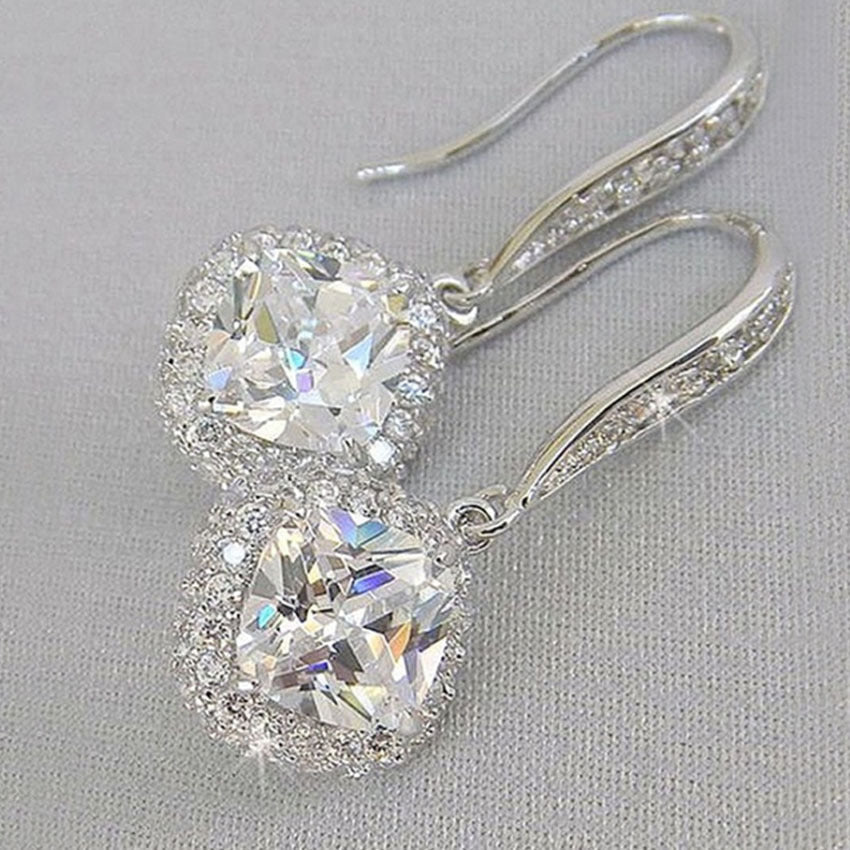 Slouchy Women's Elegant Square Zircon For Earrings