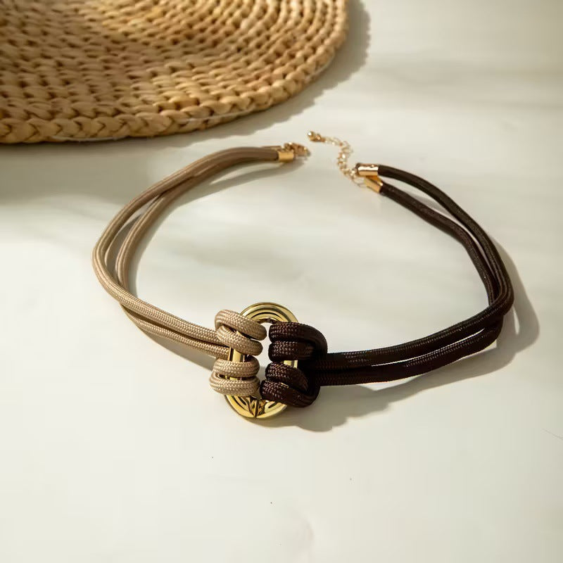 Bohemian Style Braided Rope Light Luxury High Sense Minority Necklace