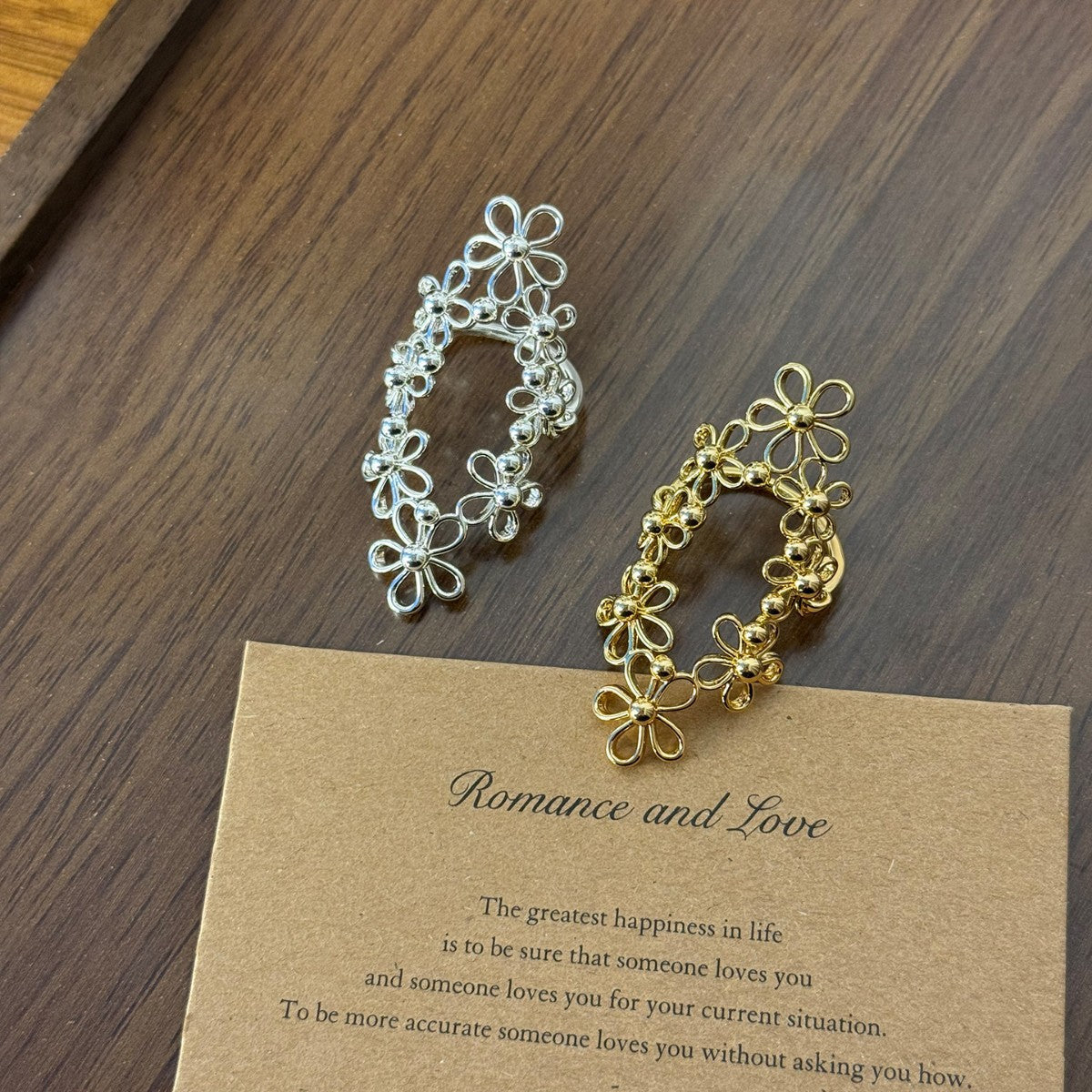 Women's Korean Style Niche Hollow Metal Flower Lace Ring