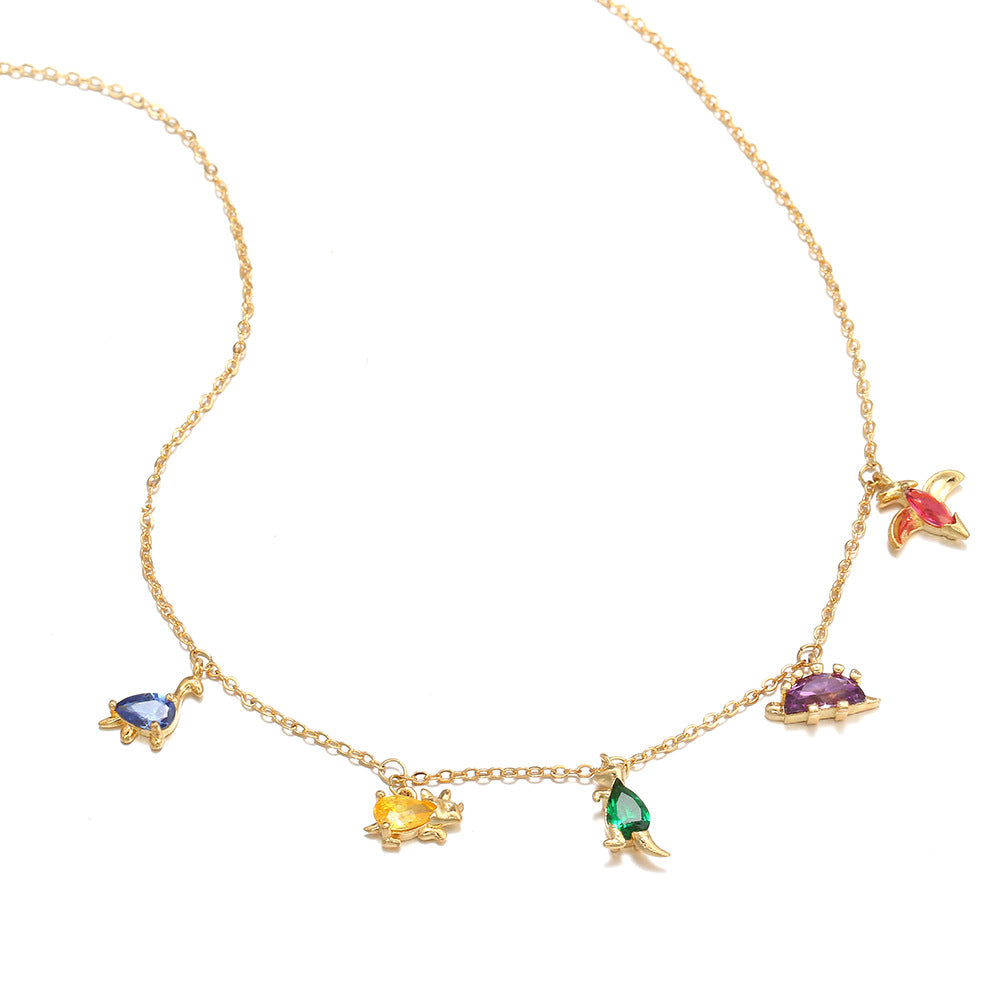 Dinosaur Clavicle Chain Gold Color Protection Necklaces