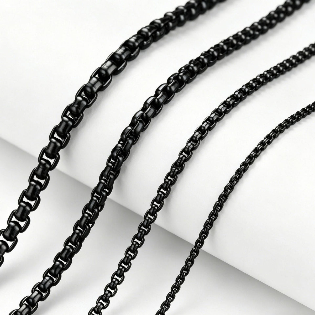 Black Square Pearl Chain Stainless Steel Titanium Do Not Necklace