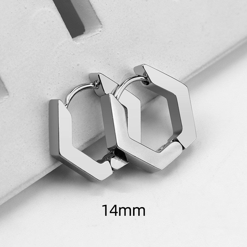 Steel Geometric Personality Hexagon Ear Clip Simple Square Earrings