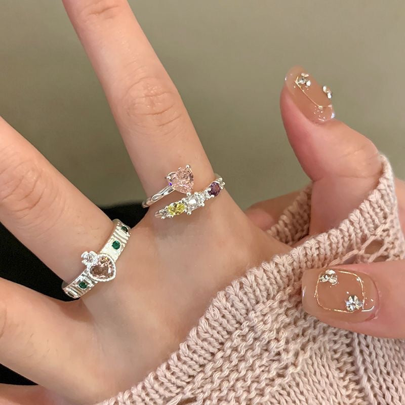 Love Heart-shaped Female Summer Light Luxury Minority Design Sense Ring