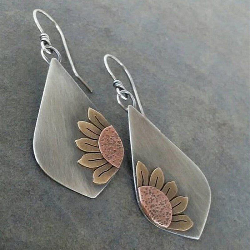 Women's Bohemian Style Vintage Geometric Ear Water Drop Metal Alloy Stud Earrings