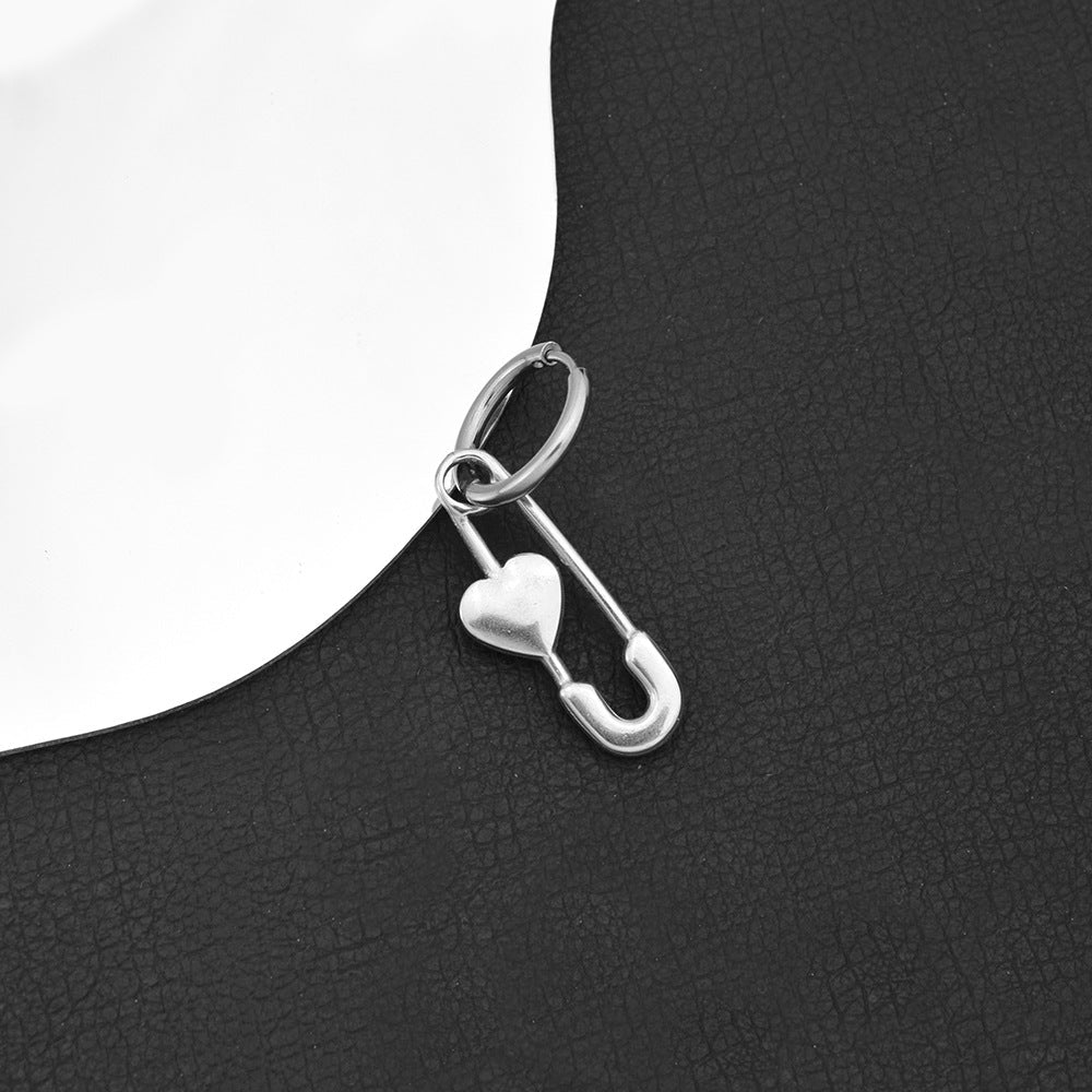 Women's & Men's Love Pin Ear Clip Stainless Steel Earrings