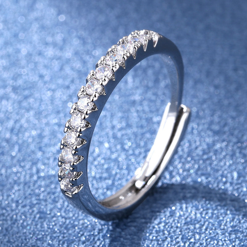 Women's Artificial Diamond High Carbon Rhinestone Simple Fashion Half Straight Rings