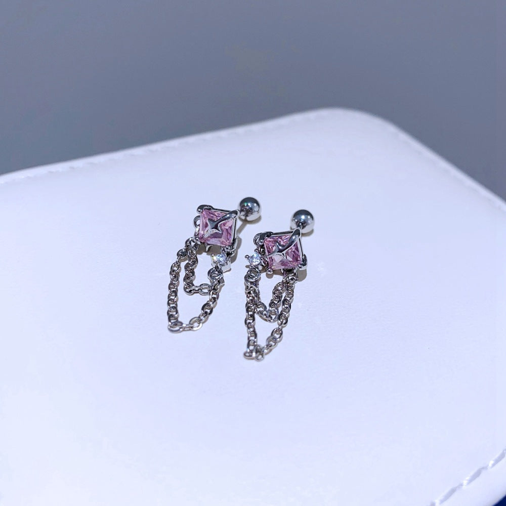 Women's Ear Chain Medical Titanium Steel Bone Flat Niche Stud Earrings
