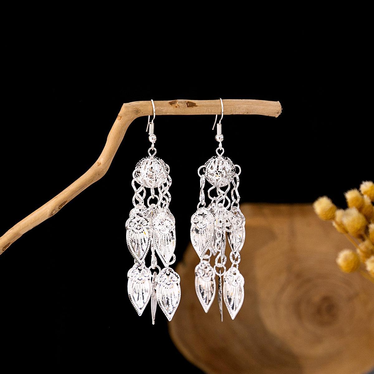 Colorful Long Feather Tassel Scenic Spot Earrings