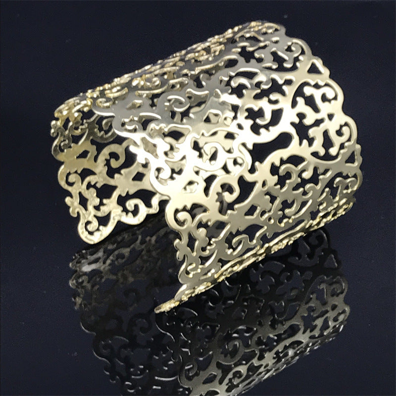 Wide Metal Plating Bangle Hip Hop Street Snap Bracelets