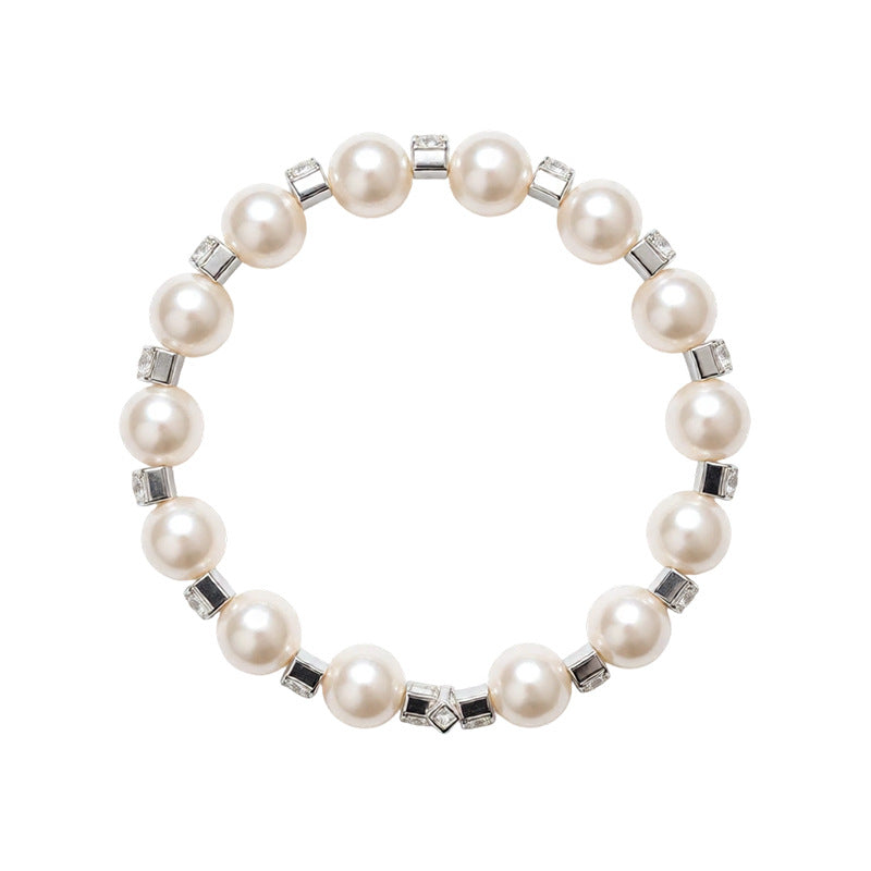 Women's Light Luxury Diamond Imitation Pearl Beaded Open-ended High-grade Simple Exquisite Bracelet