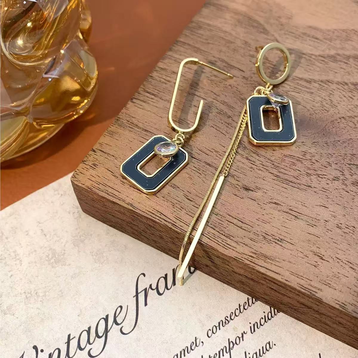 Diamond Irregular Long Female Tassel Drop Oil Personalized Temperamental Earrings