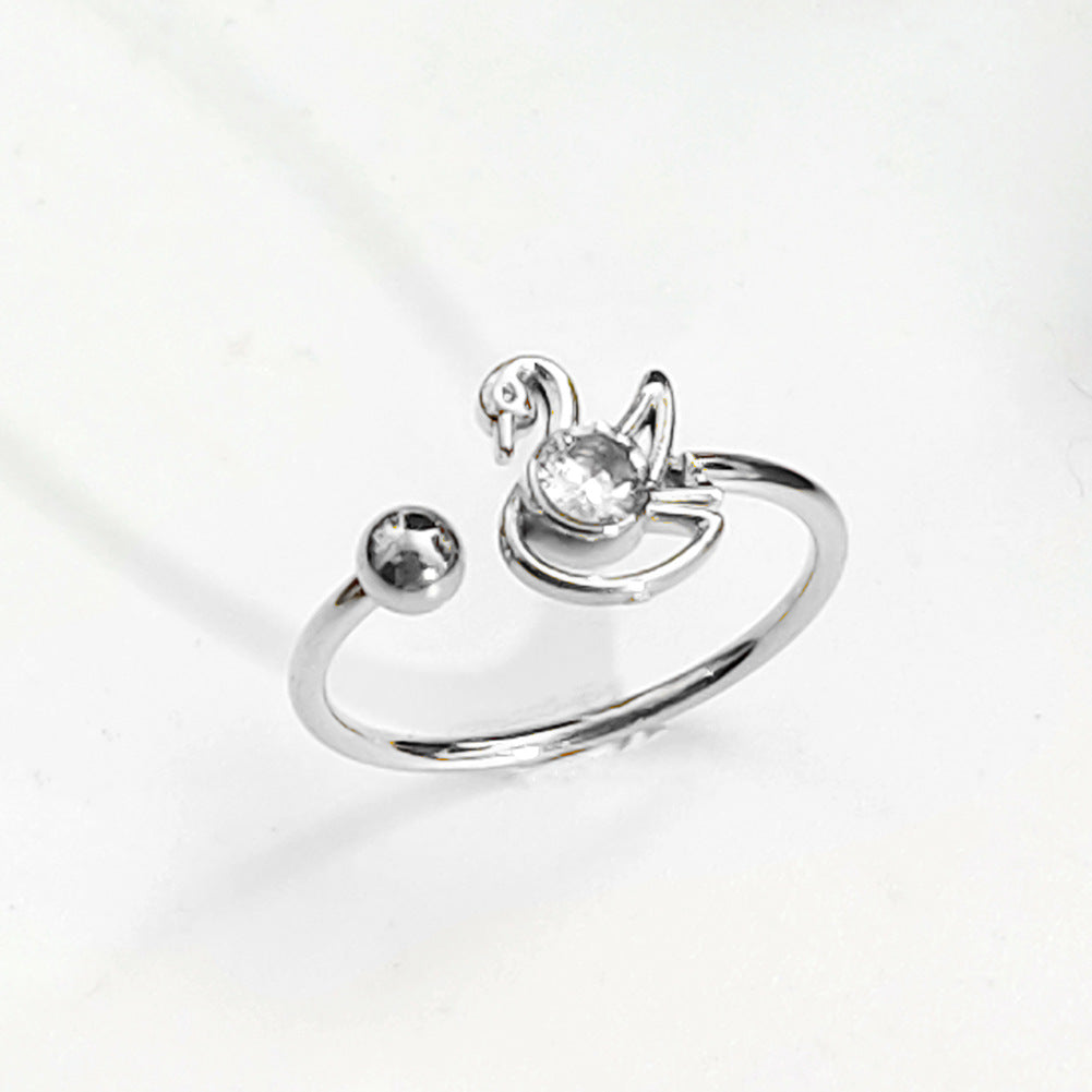 Women's Steel Korean Style Simple Light Luxury Rose Diamond Graceful Flower Ring