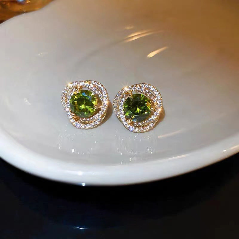Zircon Flower Hollow Ear Light Luxury Minority Shining Stud Earrings