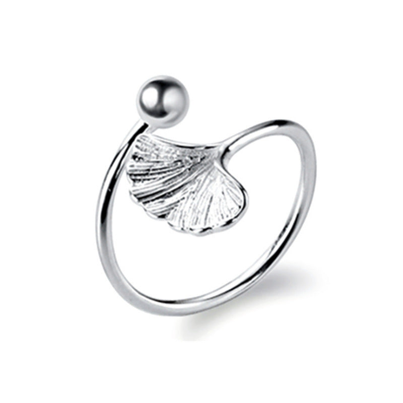 Women's Leaf Open Adjustable Mori Style Literary Niche Personality Rings