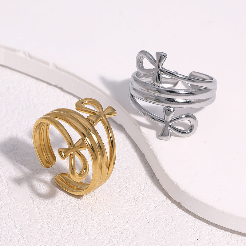 Steel Open Fashion Korean Style Bow Ring