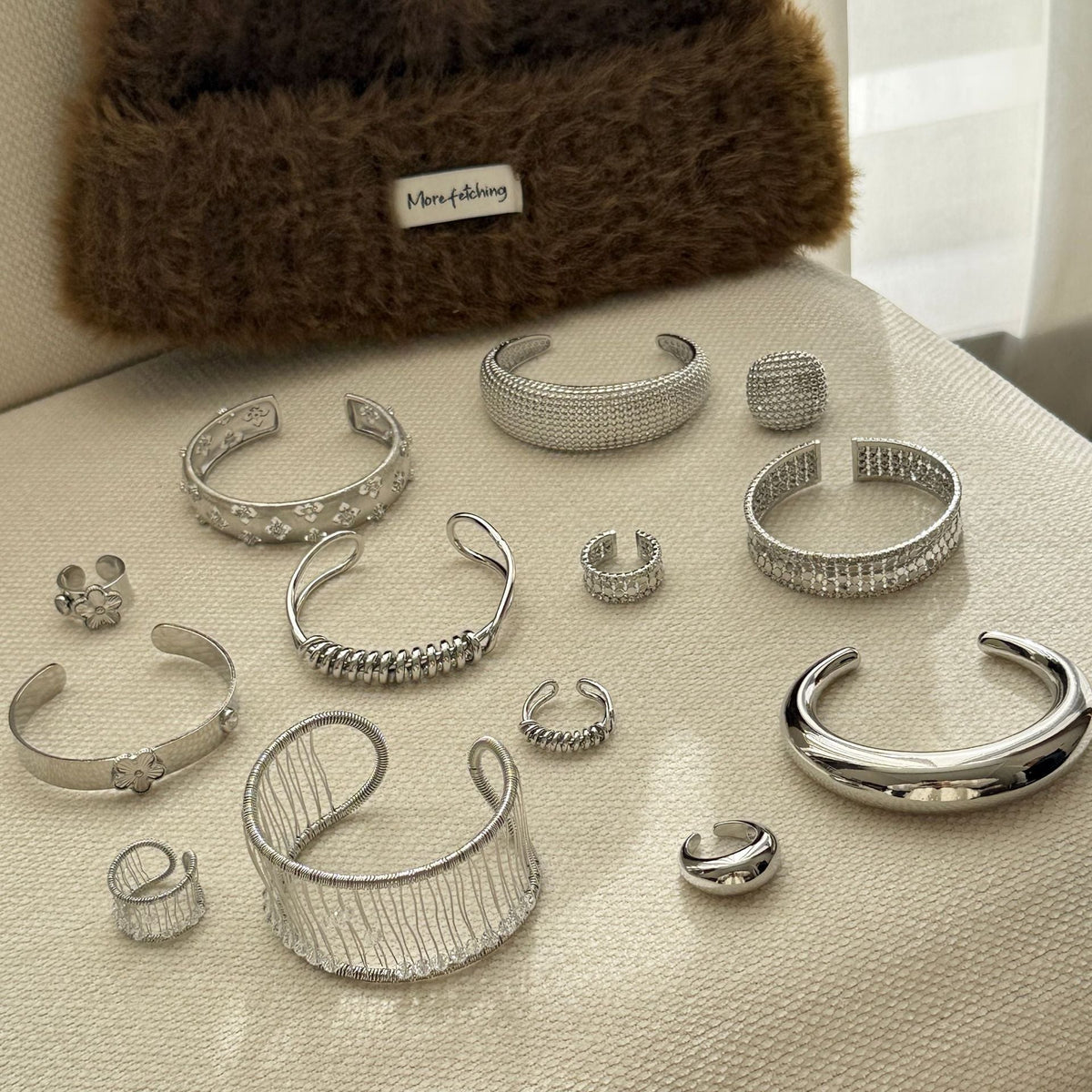 Women's Texture Collection Stylish Unique Temperament Twin Wear Rings