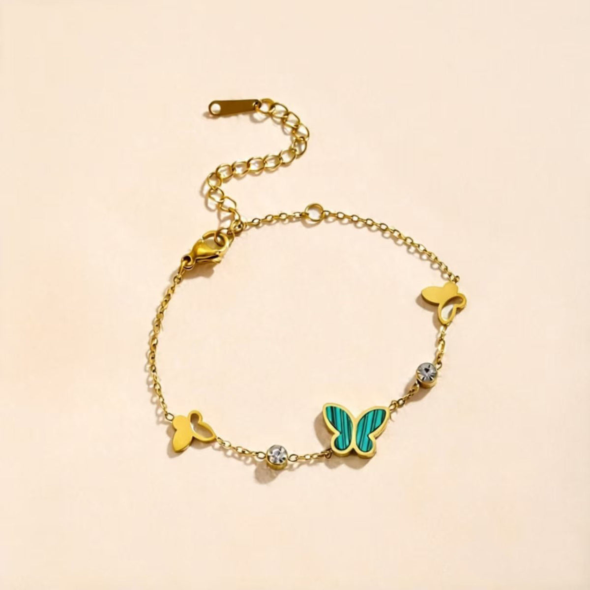 Jeweled Butterfly Titanium Steel Fritillary Color Bracelet