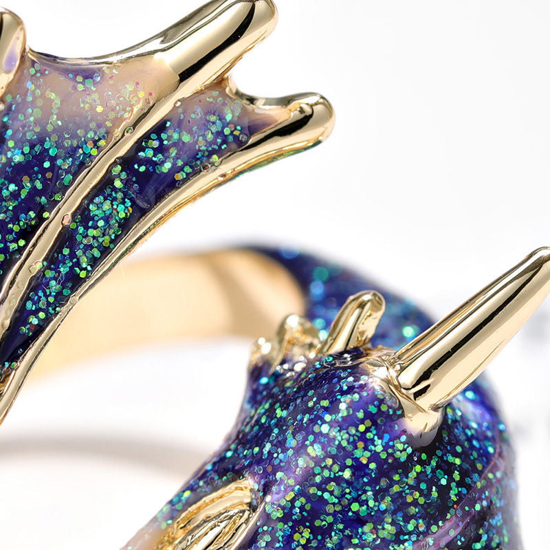 Sky Blue Dragon Open Female Personalized Minority Rings